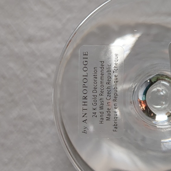 Anthropologie Clear \ Gold Waterfall Coupe Glasses, Set of 2 - Picture 2 of 10